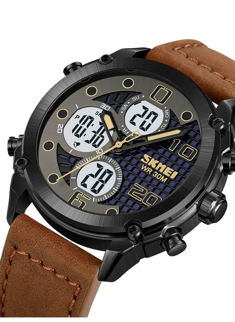 SKMEI - Watch for Men Sports Water Resistance Leather Quartz Watch Brown 1975 - Image 1