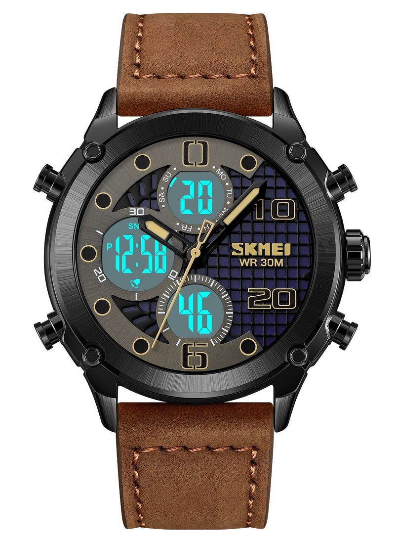 SKMEI - Watch for Men Sports Water Resistance Leather Quartz Watch Brown 1975 - Image 1