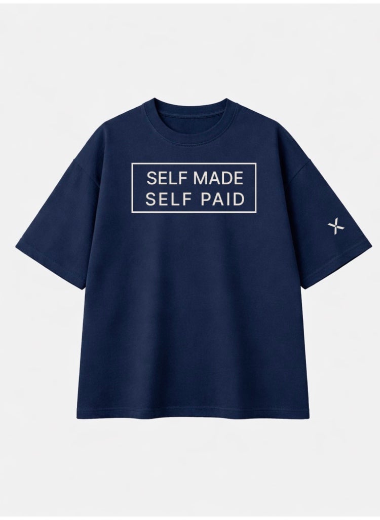 NOMAiX Self Made Self Paid T-Shirt | Graphic Oversized Tee | Streetwear Slogan | Oversized Drop Shoulder | Unisex | Made in UAE - Image 1