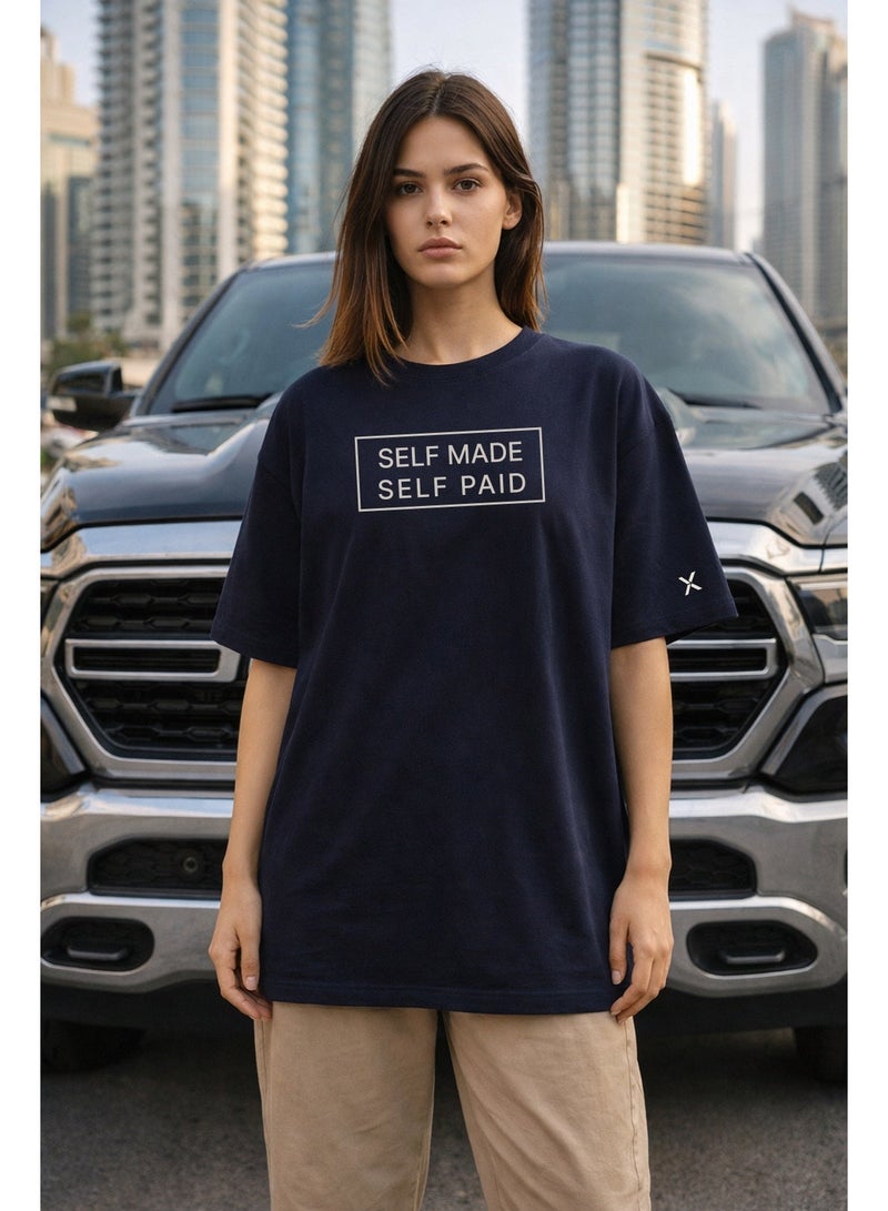 NOMAiX Self Made Self Paid T-Shirt | Graphic Oversized Tee | Streetwear Slogan | Oversized Drop Shoulder | Unisex | Made in UAE - Image 3