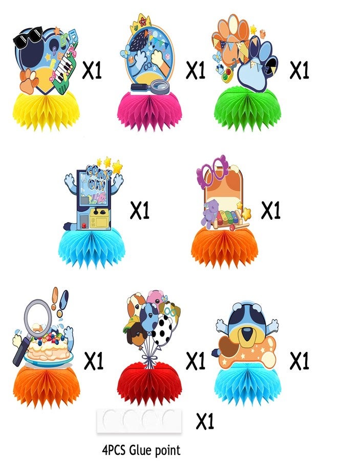 NF orange 8Pcs Blue Dog Honeycomb Centerpieces,Cute Dog Birthday Party Decoration,Cartoon Dog Double Sided Table Supplies Party Favors - Image 2