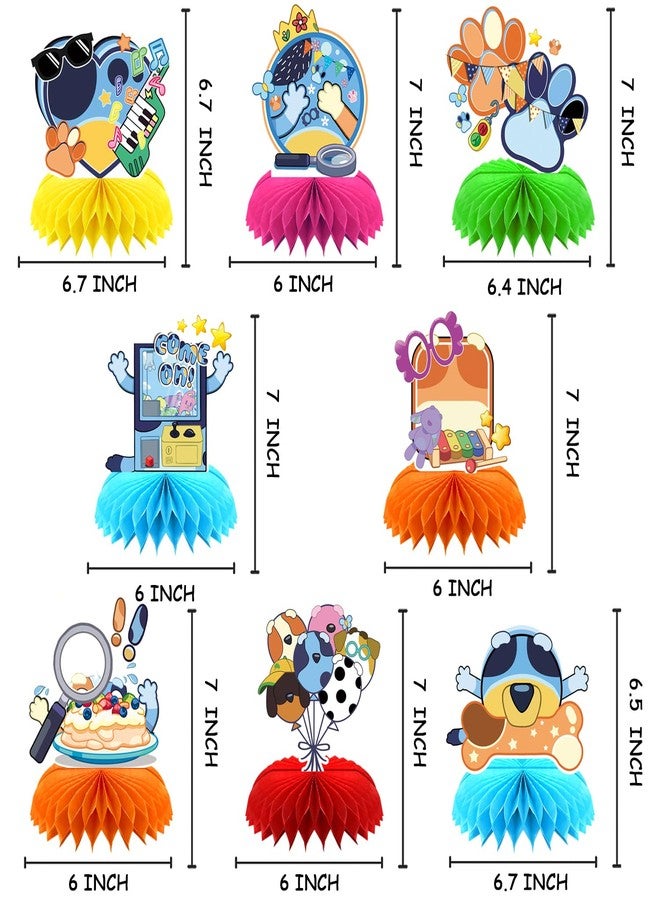 NF orange 8Pcs Blue Dog Honeycomb Centerpieces,Cute Dog Birthday Party Decoration,Cartoon Dog Double Sided Table Supplies Party Favors - Image 4