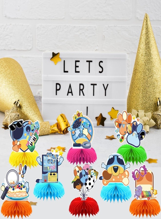 NF orange 8Pcs Blue Dog Honeycomb Centerpieces,Cute Dog Birthday Party Decoration,Cartoon Dog Double Sided Table Supplies Party Favors - Image 5