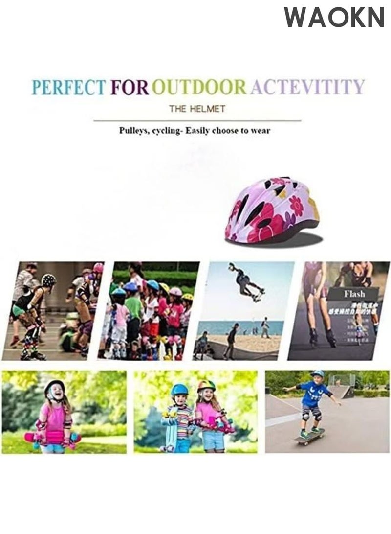 WAOKN Kids Helmet Adjustable,For Kids Ages 3-7 Years Old,Kids Bike Helmets For Boys And Girls,With Protective Sports Gear Set Knee Elbow Pads Wrist Guards,Children's Roller Skating Protective Equipment Set,For Skating Bike Scooters(Pink). - Image 5