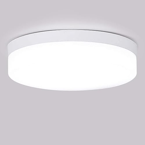 DINGLILIGHTING DLLT 12W LED Flush Mount Ceiling Light, 4.72" Flat Modern Round Lighting Fixture, 100W Equivalent White Ceiling Lamp for Closet/Bathroom/Hallway/Porch/Laundry Room, 6000K Cool White, Non-Dimmable - Image 1