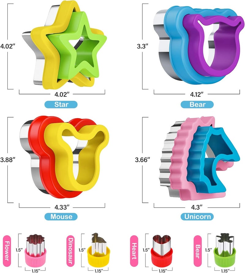 HINZER 8 Pcs Sandwich Cutter Maker, Bear Mouse Unicorn Star Shape Sandwich Cutters for Kids Lunch, Bread Decruster Sandwiches Cruster Fruit Cutters Cookie Mold for Boys Girls Bento Box - Image 3