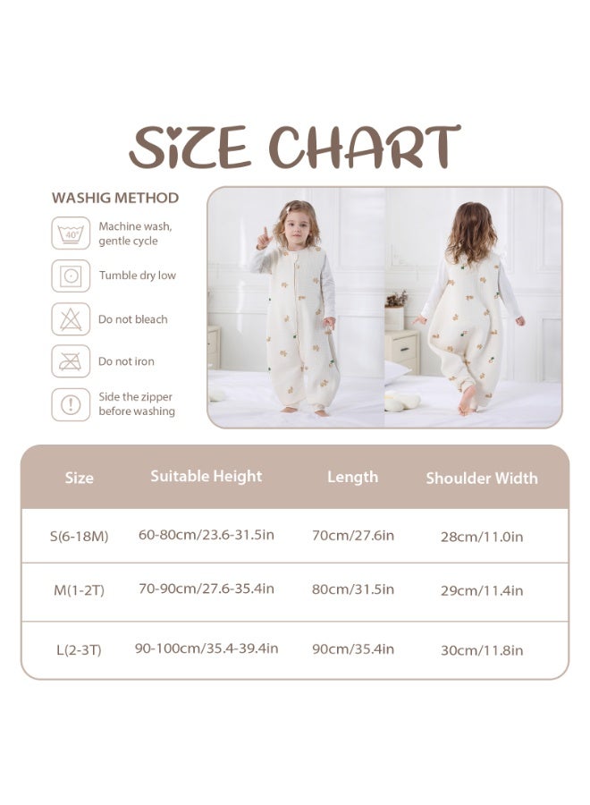 Miracle Baby 1.5Tog Cotton Sleeveless Baby Sleeping Bag With Leg Kids Soft Wearable Sleeping Sack with Zipper(Carrot And Rabbit) - Image 2