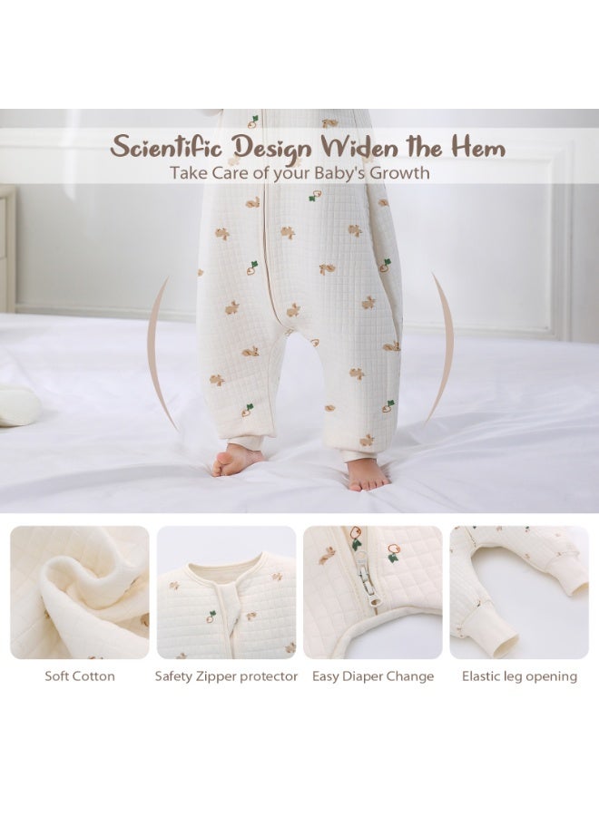 Miracle Baby 1.5Tog Cotton Sleeveless Baby Sleeping Bag With Leg Kids Soft Wearable Sleeping Sack with Zipper(Carrot And Rabbit) - Image 3