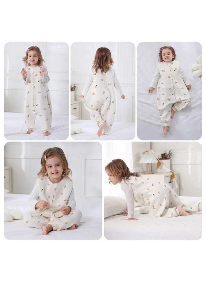 Miracle Baby 1.5Tog Cotton Sleeveless Baby Sleeping Bag With Leg Kids Soft Wearable Sleeping Sack with Zipper(Carrot And Rabbit) - Image 4