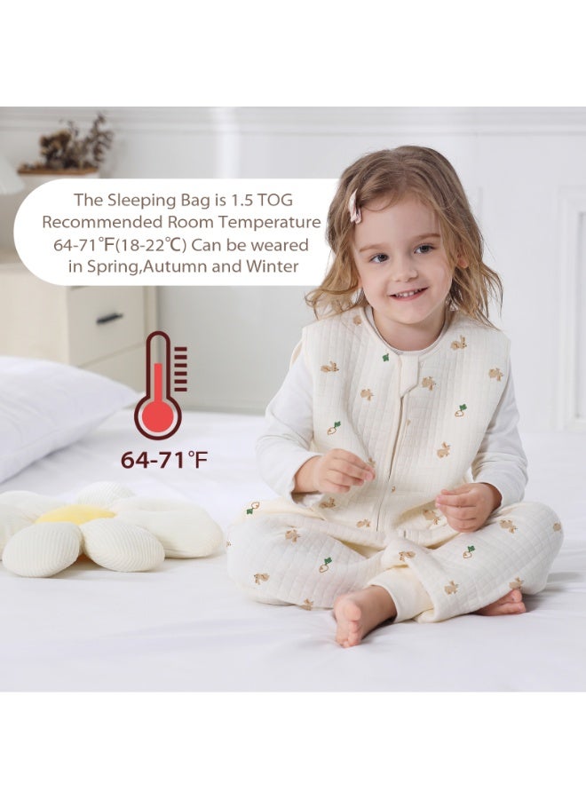 Miracle Baby 1.5Tog Cotton Sleeveless Baby Sleeping Bag With Leg Kids Soft Wearable Sleeping Sack with Zipper(Carrot And Rabbit) - Image 5