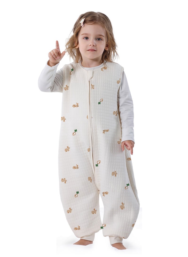 Miracle Baby 1.5Tog Cotton Sleeveless Baby Sleeping Bag With Leg Kids Soft Wearable Sleeping Sack with Zipper(Carrot And Rabbit) - Image 1