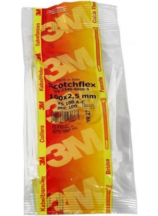 3M Scotchflex Cable Tie Fs 100 A-C, White, 100X2,5MM Pack of 100  - Image 2
