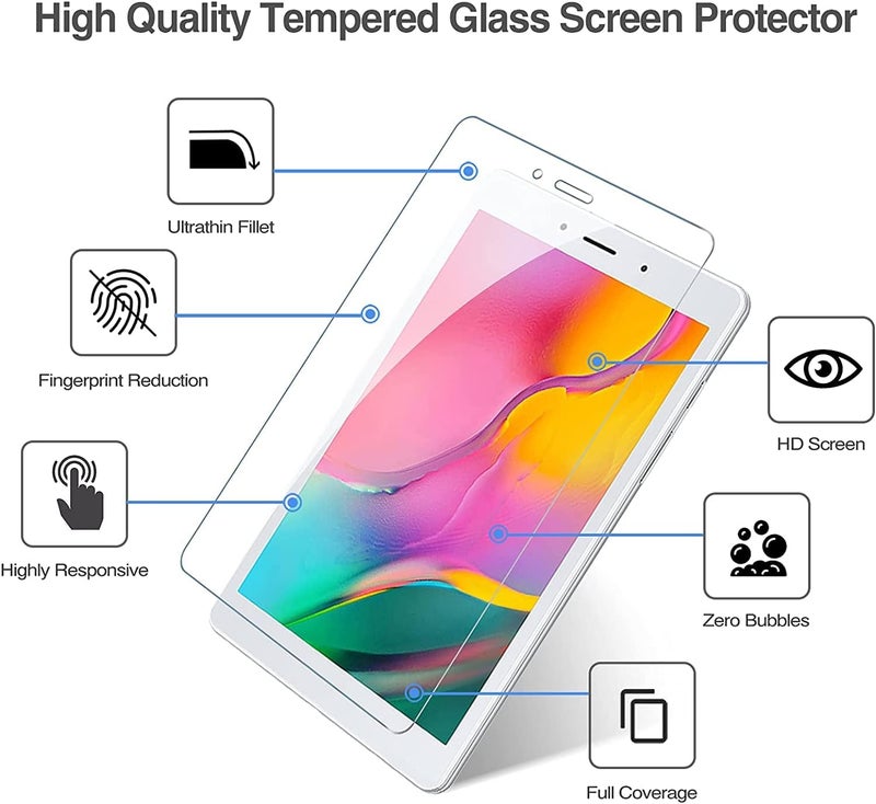 Procases [2 Pack] Galaxy Tab A 8.0 2019 Screen Protector T290 T295, Tempered Glass Screen Film Guard For 8.0 Inch Galaxy Tab A 2019 Without S Pen Model Sm-T290 (Wi-Fi) Sm-T295 (Lte) - Image 3