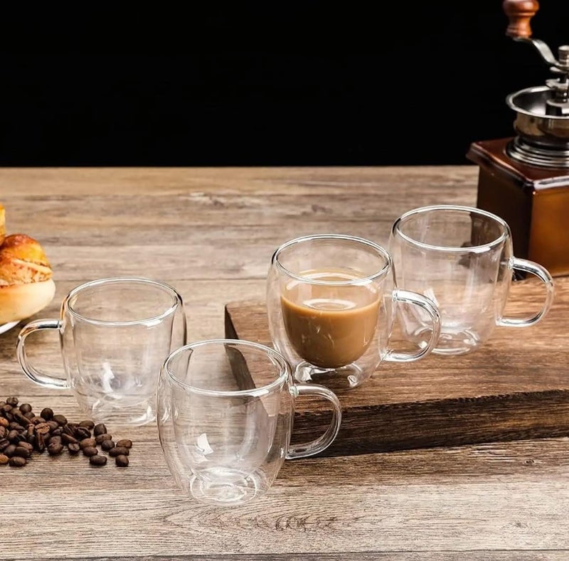 MARKQUES Double Wall Glass Mug for Coffee Tea Latte with Handle | Borosilicate Glassware for Hot and Cold Beverages Glass Mugs Cups | (250ml - Pack of 2) - Image 4