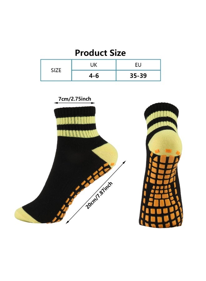 كوينج 5 أزواج من جورب اليوغا غير القابل للانزلاق للنساء، جورب بقبضة، جورب مضاد للانزلاق، جورب من القطن، جورب بيلاتيس، جورب غير قابل للانزلاق لليوغا، بار الباليه، بيلاتيس، تمارين رياضية - Image 2