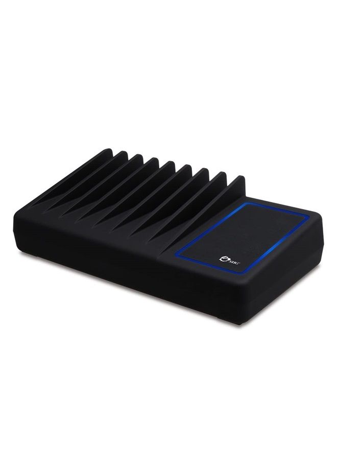 SIIG 10 Port 90W USB Charging station with Qi wireless and USB C Charging, Ambient Light Deck compatible with iPhone iPad Samsung Galaxy Google Nexus - Image 1