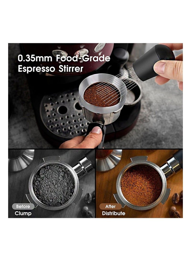 EZSOZO 51mm Espresso Accessories Kit， 304 Stainless Steel Italian Espresso Tamper Calibrated Spring Loaded，WDT Tool and Dosing Funnel Set Coffee Tamper with Mat， Fits Delonghi 51 mm Espresso Machines - Image 3