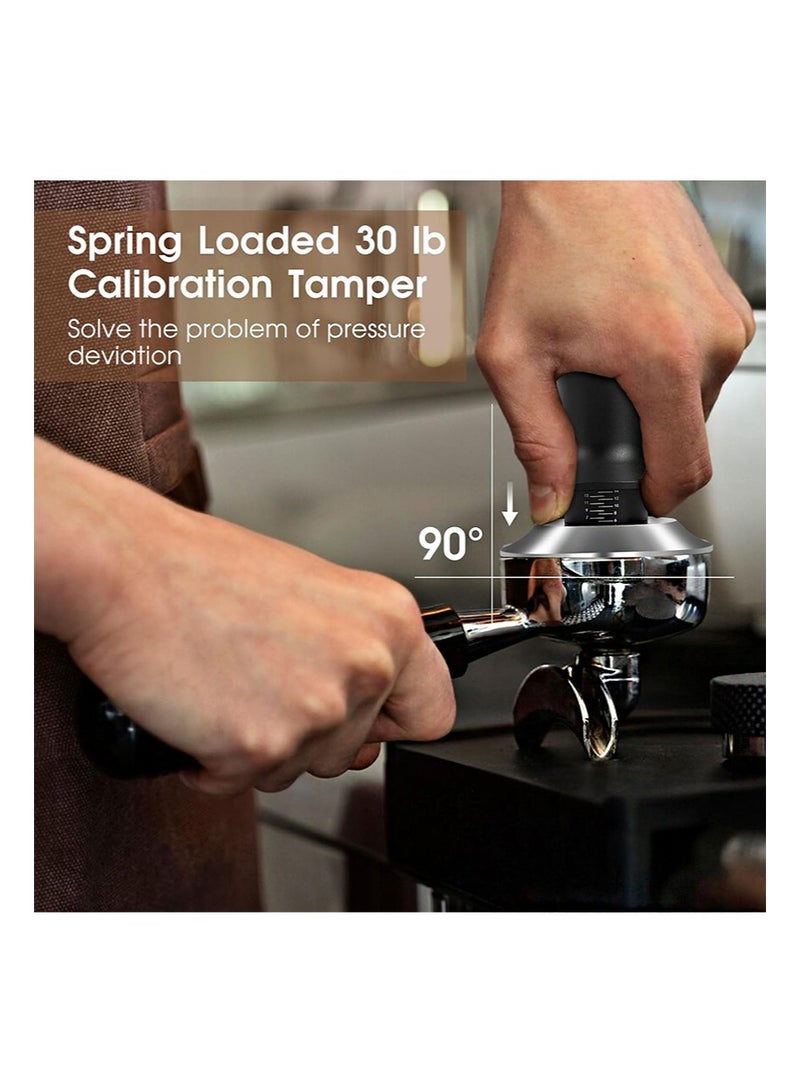 EZSOZO 51mm Espresso Accessories Kit， 304 Stainless Steel Italian Espresso Tamper Calibrated Spring Loaded，WDT Tool and Dosing Funnel Set Coffee Tamper with Mat， Fits Delonghi 51 mm Espresso Machines - Image 2