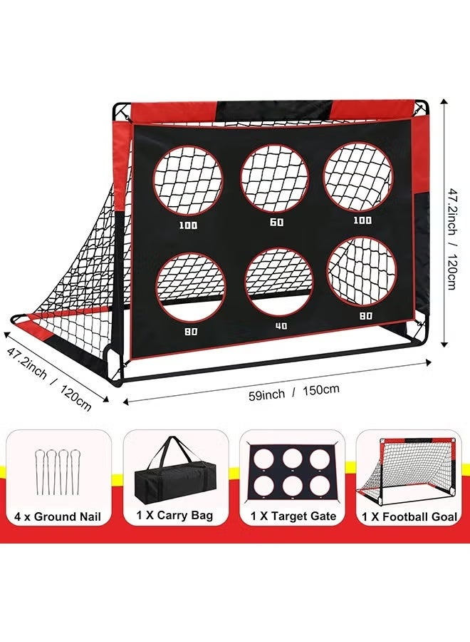 WALALLA Football Goal Pop Up Football Net 2 In 1 Kids Football Goal for the Garden Portable Football Goal Indoor Outdoor Foldable Football Training with Target Goal Net 150*120*120 cm - Image 2