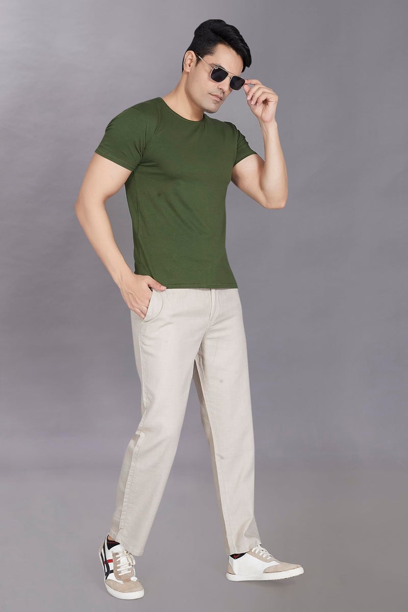 DIVISIVE Men's Relaxed Fit Cotton Linen Blend Trousers (DPT58_34_Ecru) - Image 2