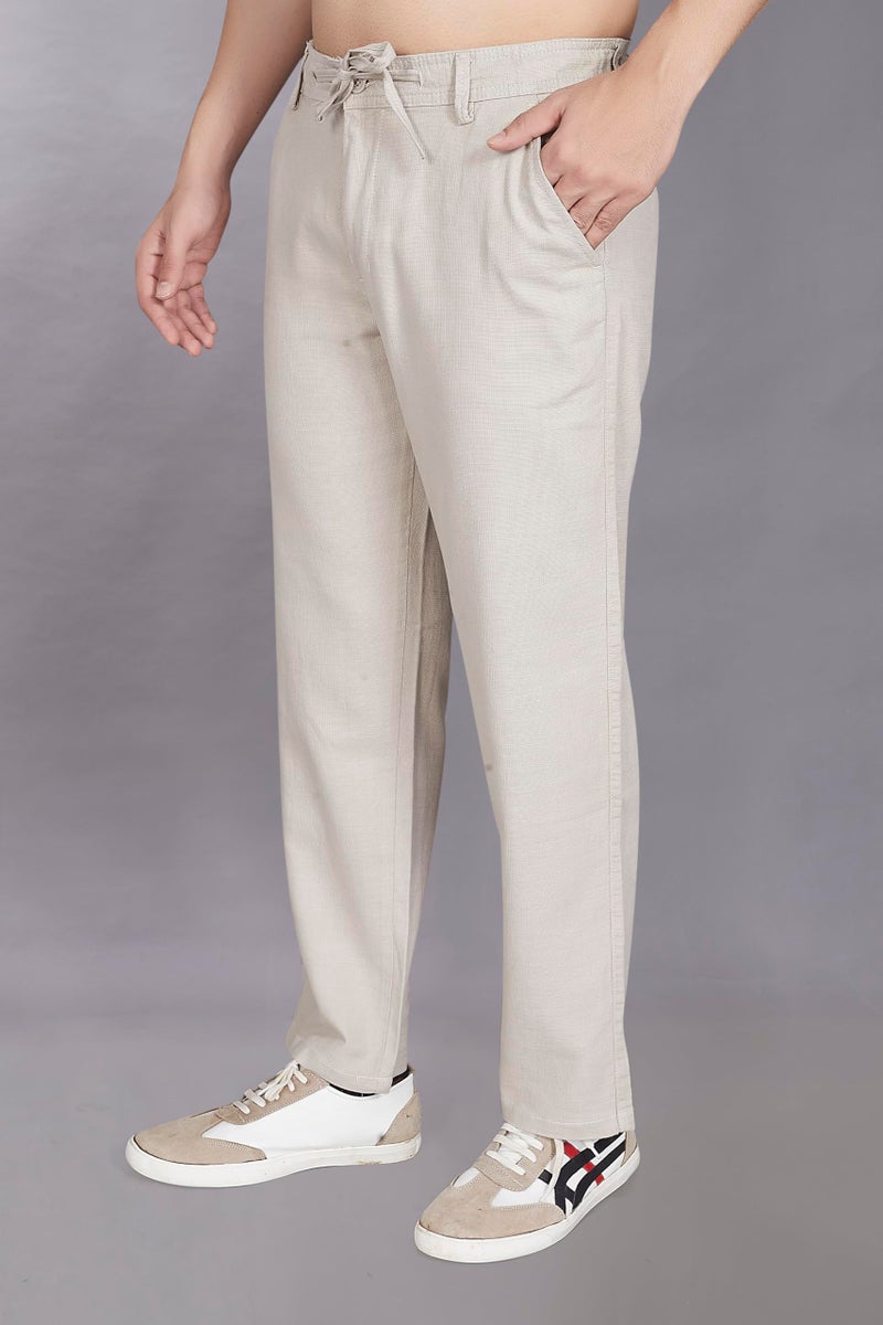 DIVISIVE Men's Relaxed Fit Cotton Linen Blend Trousers (DPT58_34_Ecru) - Image 4