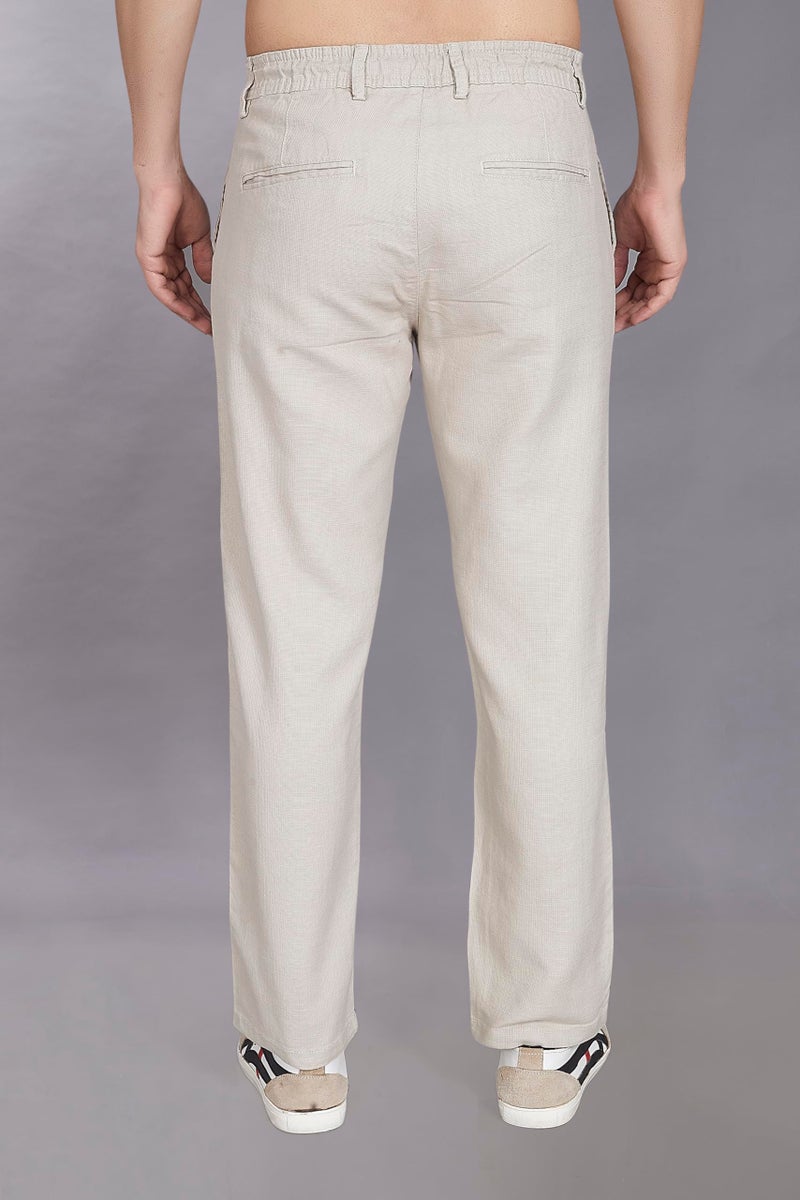 DIVISIVE Men's Relaxed Fit Cotton Linen Blend Trousers (DPT58_34_Ecru) - Image 5