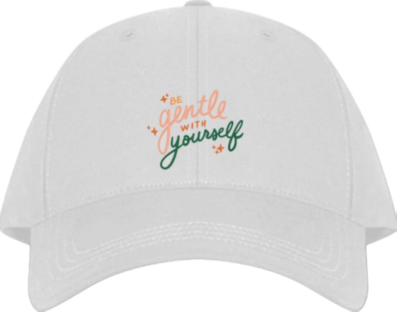 be gentle with yourself Plain unisex baseball cap White