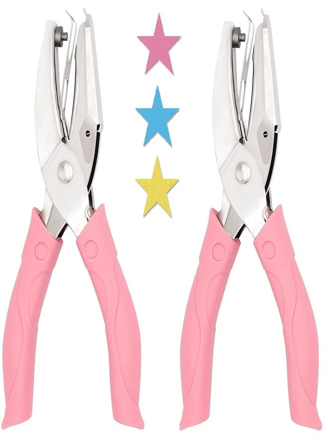 Jeemiter 2 Pack 1/4 Inch Star Shaped Metal Single Handheld Hole Paper Punch Punchers with Soft-Handled for Tags Clothing Ticket - Image 1