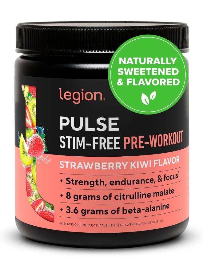 LEGION Pulse Pre Workout Supplement - All Natural Nitric Oxide Preworkout Drink Creatine Free Naturally Sweetened Beta Alanine Citrulline Alpha GPC - Caffeine Free Strawberry Kiwi Pre Workout Powder - Image 1