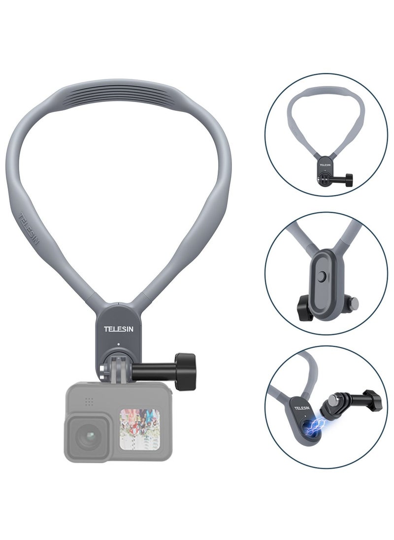 تيليسن حامل الكاميرا المعلقة على الرقبة بالمغناطيس لكاميرات GoPro و Insta360 و DJI لرياضة التصوير وعمل الفيديو على الرقبة، مثبت حزام الجسم لكاميرا الحركة (ماكس)  - Image 1