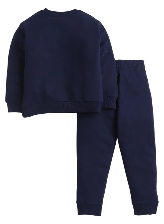 فكتور اند جين طقم سويت شيرت بطبعة جرافيك مع جوغر