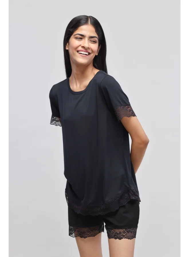 NeceSera Delicate Black Lace Top