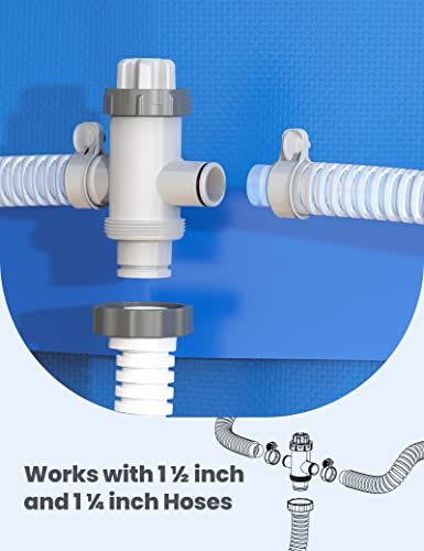 POOLHACKER Pool Fittings Dual Split Hose Plunger Valve, Pool Parts Replacement Shut-Off Valve with Dual inlets for Above Ground Pool - Image 5