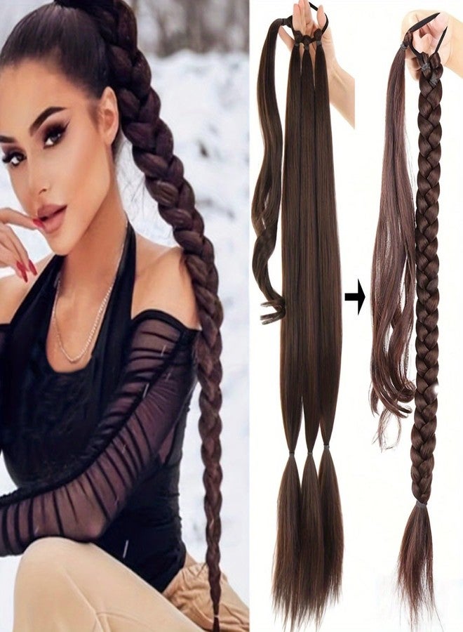 Chanderkash Long Braid Ponytail Extension - 24" Straight Sleek Wrap Around Synthetic Hairpiece for Women & Girls | Natural Look Braid Hair Extensions - Image 1