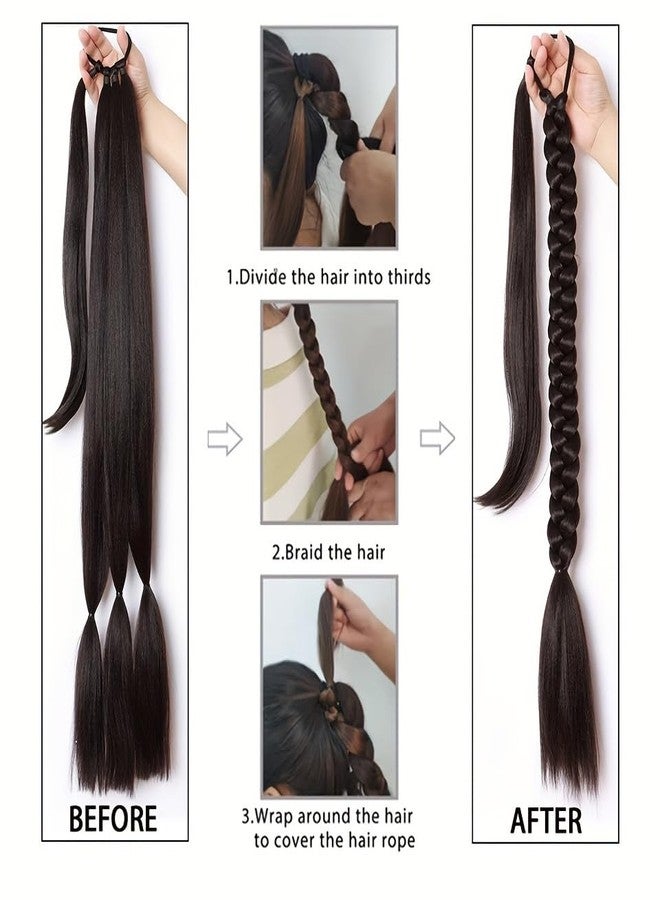 Chanderkash Long Braid Ponytail Extension - 24" Straight Sleek Wrap Around Synthetic Hairpiece for Women & Girls | Natural Look Braid Hair Extensions - Image 2
