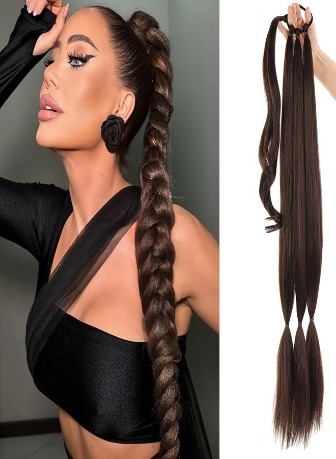 Chanderkash Long Braid Ponytail Extension - 24" Straight Sleek Wrap Around Synthetic Hairpiece for Women & Girls | Natural Look Braid Hair Extensions - Image 3
