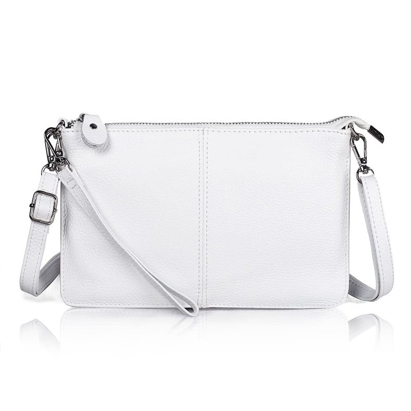 befen White Leather Wristlet Clutch Wallet Purse, Mini Crossbody Bag Shoulder Pouch for Women with RFID Card Clots - Fit iPhone 15 Pro Max - Image 1