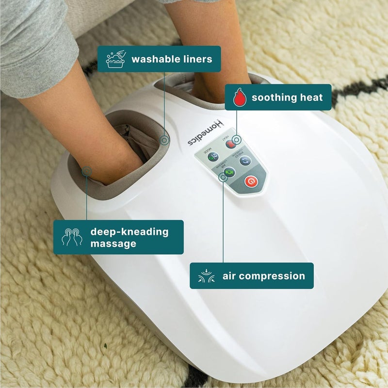 HoMedics مدلك القدمين هوميدكس شياتسو إير 20 مع حرارة مهدئة وضغط هوائي إيقاعي 3 تحكمات مخصصة وشدات بطانة قابلة للغسل تدليك في المنزل يريح القدمين 3 خيارات سرعة - Image 3