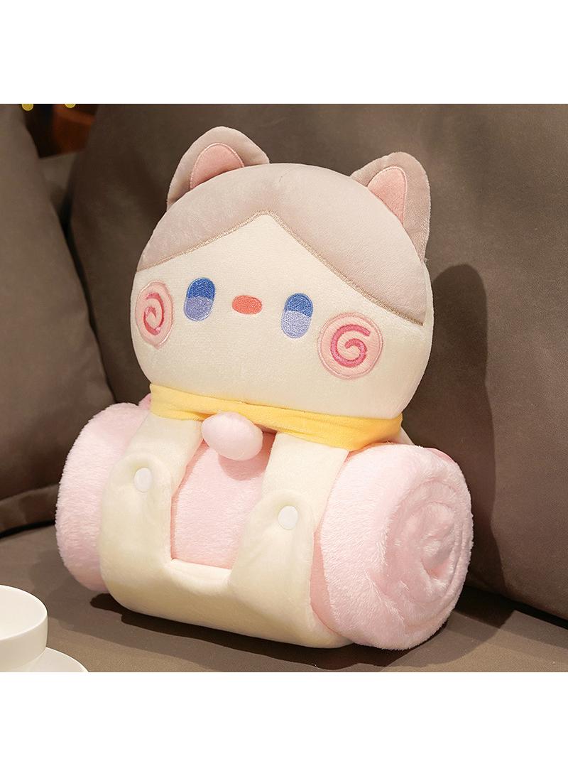 Bluejw بطانية بوليستر كرتونية مع دمية قطة بطانية تكييف الهواء بطانية قيلولة مكتبية 80x100 سم - Image 1