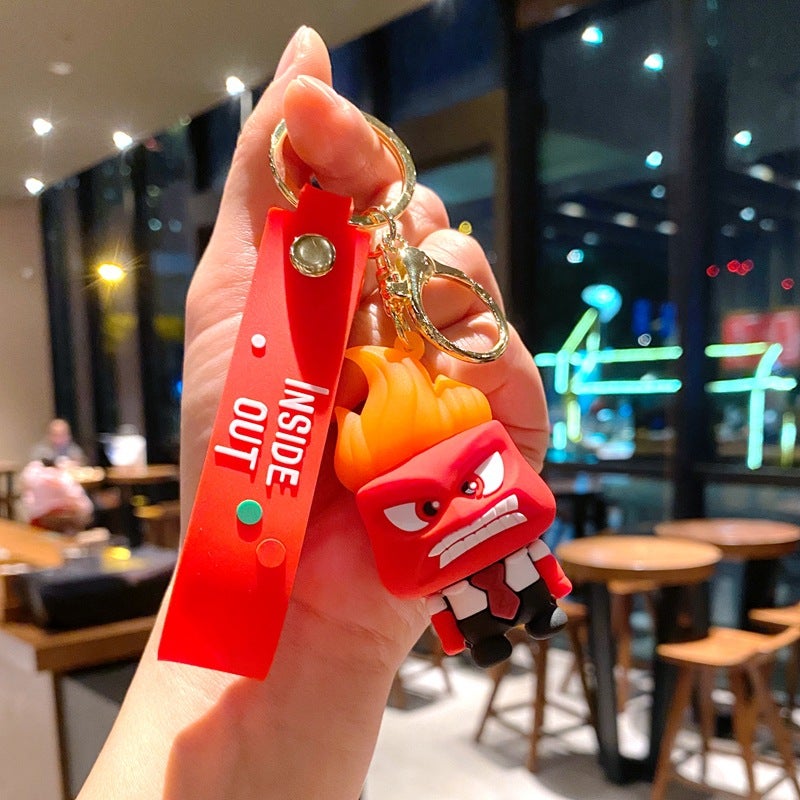 Inside Out Cartoon Keychain New Angry-headed agent team