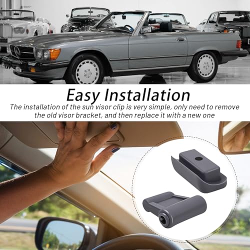 XTPTFABS 1078110141 Gray Sun Visor Clip Fits for 1972-1989 Mercedes Benz R107 SL W107 280SL / 300SL / 350SL / 380SL / 450SL / 560SL(1SET Gray) - Image 5