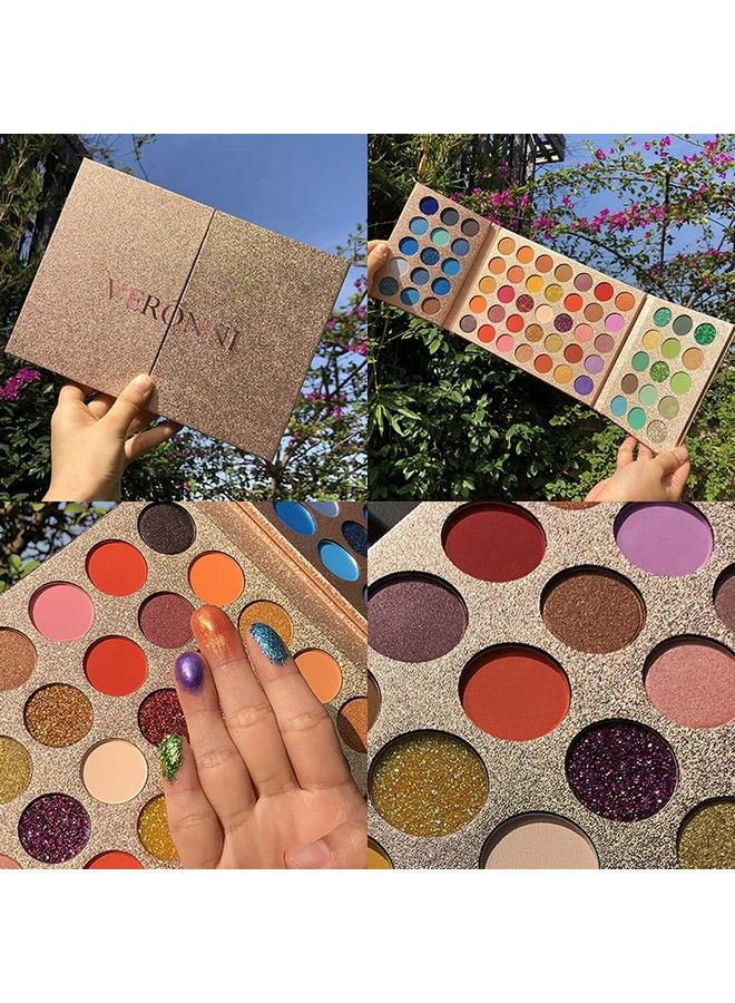 VERONNI 65 Colors Professional Eyeshadow Palette ，Highly Pigmented Glitter Metallic Shimmer Matte Makeup Palettes Ultra Blendable Nude Bright color Natural board Make Up Palletes（Rose Gold） - Image 5