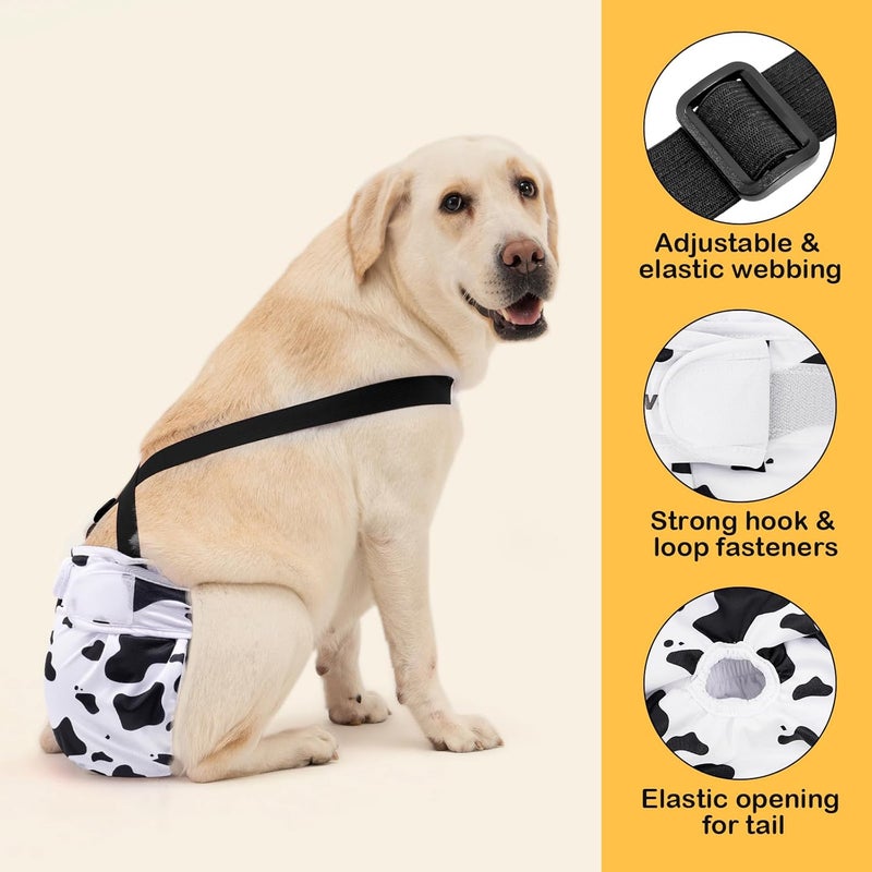 Avont 3 Pack Avont Washable Female Dog Diaper with Suspender, Reusable Girl Doggie Diapers for Small Medium Large Doggy in Heat Cycle Period Incontinence -S Green/White/Purple - Image 3