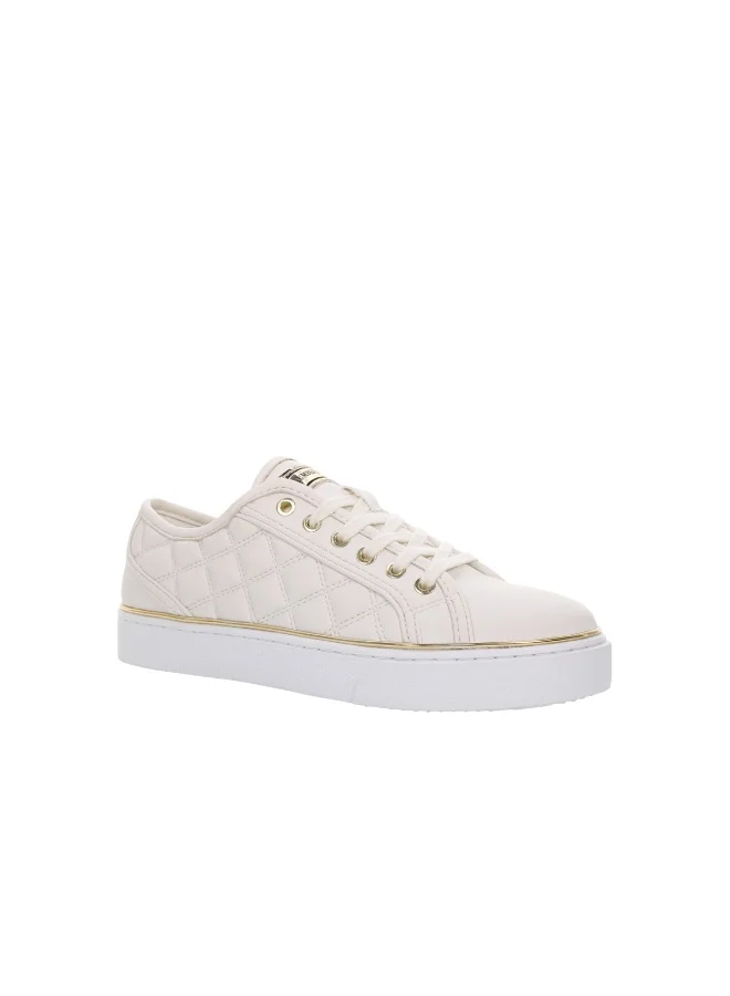 LUMBERJACK Lumberjack Women’s Cream Quilted Platform Sneaker with Gold Trim – Trendy Low‑Top Shoe