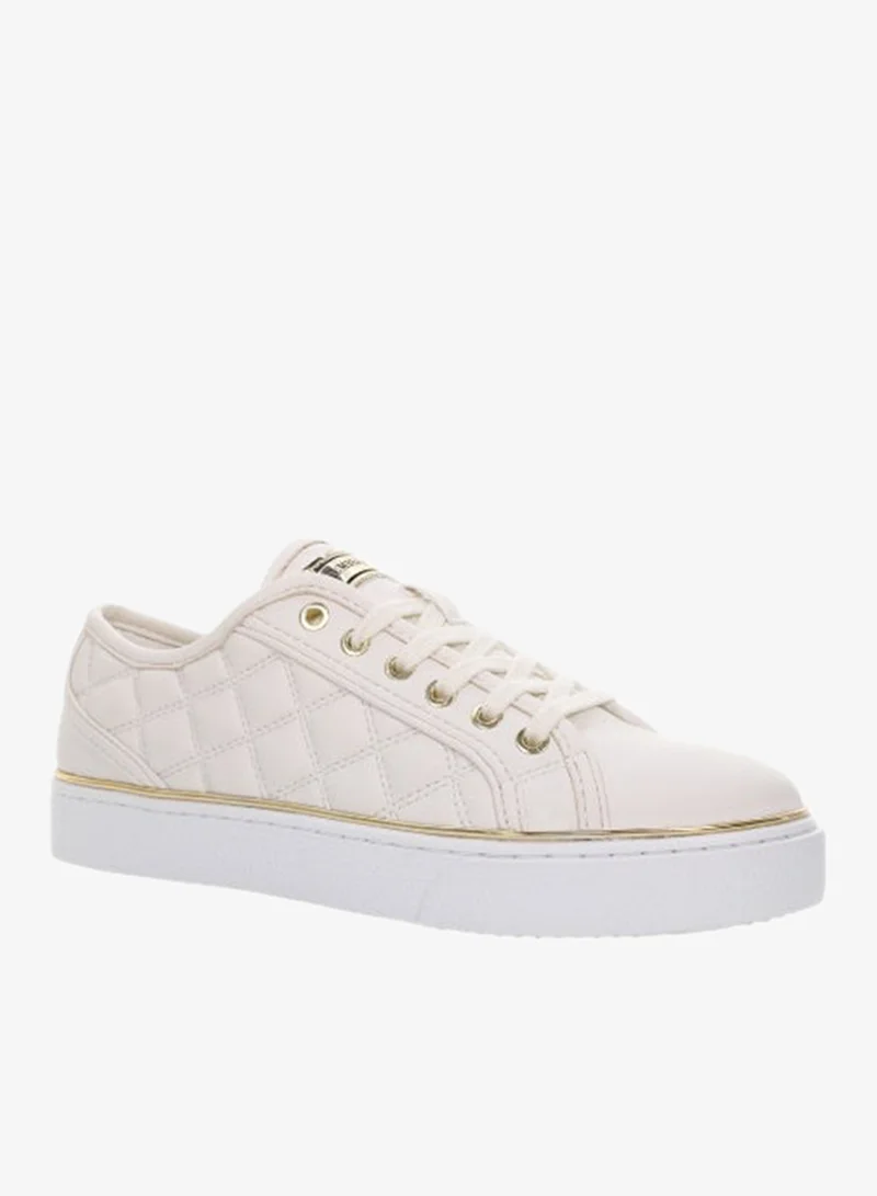 LUMBERJACK Lumberjack Women’s Cream Quilted Platform Sneaker with Gold Trim – Trendy Low‑Top Shoe