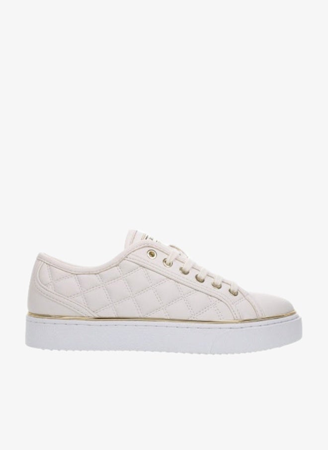 Lumberjack Women’s Cream Quilted Platform Sneaker with Gold Trim – Trendy Low‑Top Shoe - Image 1