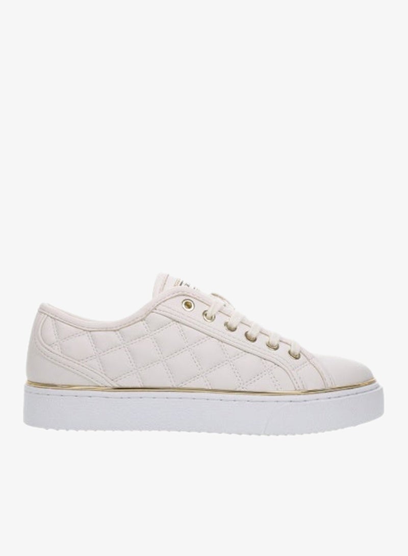 Lumberjack Women’s Cream Quilted Platform Sneaker with Gold Trim – Trendy Low‑Top Shoe - Image 3