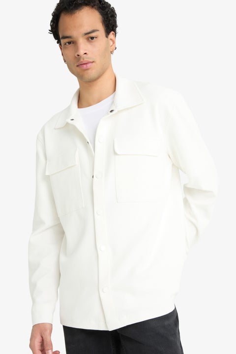 قميص كم طويل تويل قصة عادية