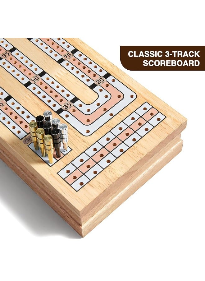 Vamslove Magnetic Cribbage Board 15'' Wooden Folding 3 Track Game Set, w/Instruction, Storage Slots for 2 Playing Cards/Pegs, Card Games for Travel Family Night  - Image 5
