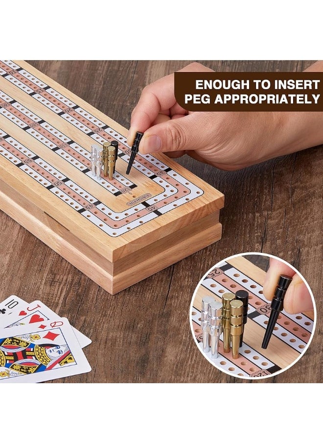 Vamslove Magnetic Cribbage Board 15'' Wooden Folding 3 Track Game Set, w/Instruction, Storage Slots for 2 Playing Cards/Pegs, Card Games for Travel Family Night  - Image 3